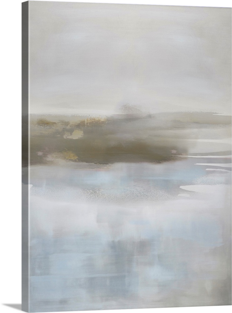 Abstract artwork of pools of muted brown and blue colors permeating over a distressed gray background.