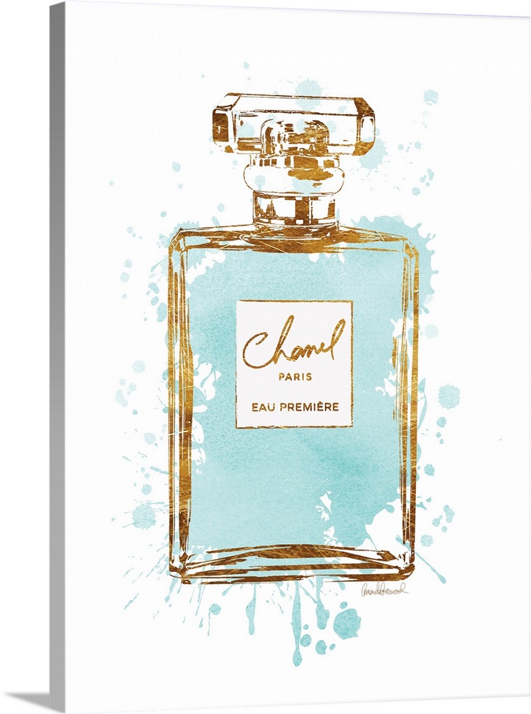 Perfume Bottle Aqua Solid-Faced Canvas Print