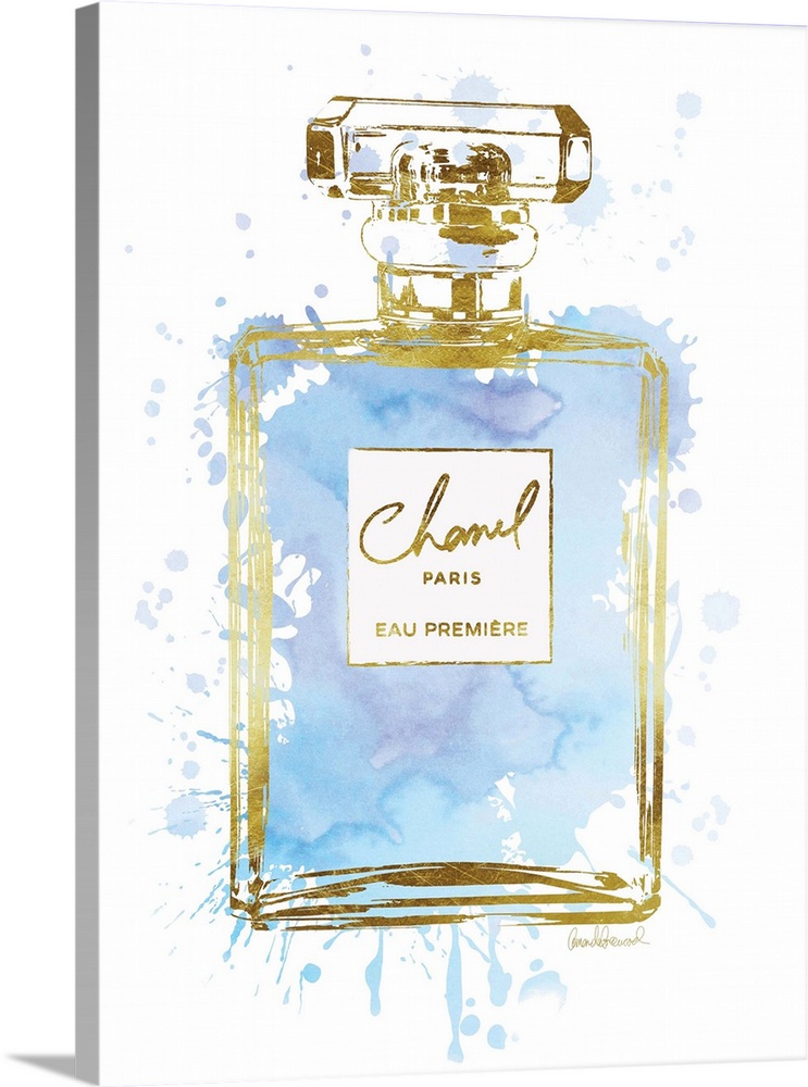 Perfume Bottle Blue Wall Art, Canvas Prints, Framed Prints, Wall Peels
