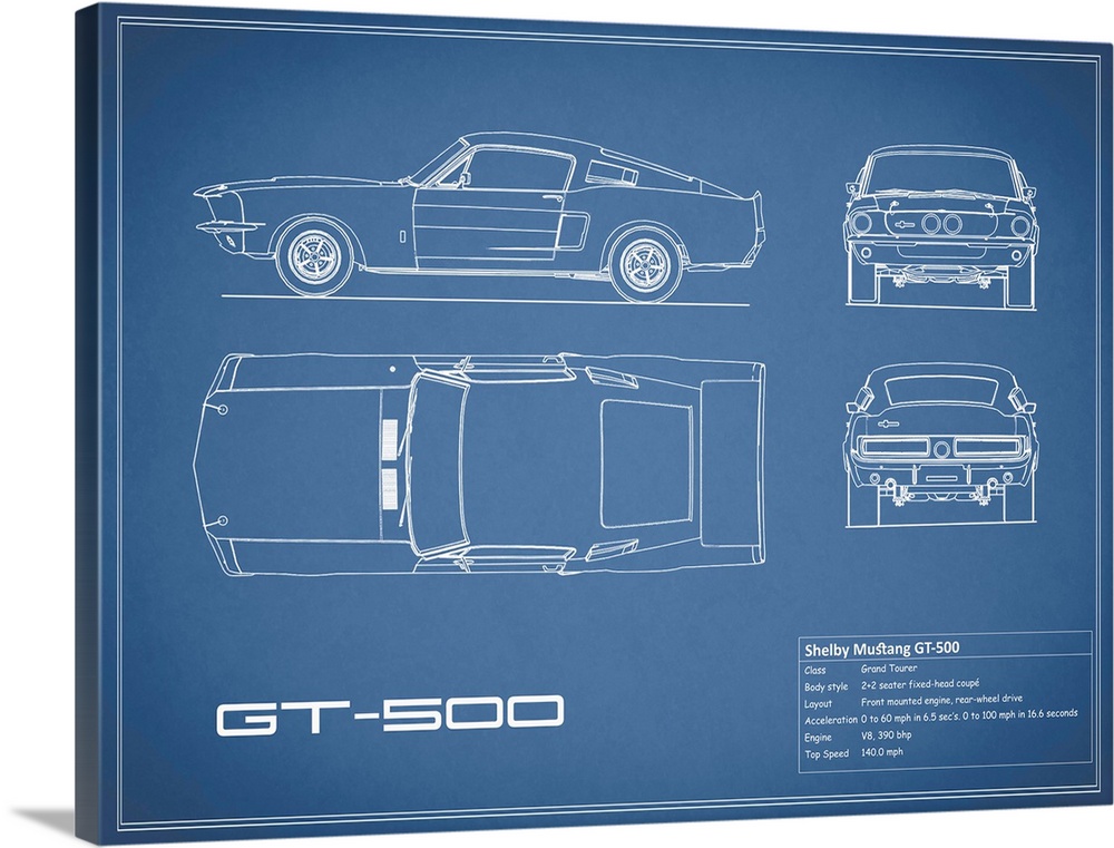 FORD MUSTANG SHELBY GT 500 Wall Art Poster Grand format A0 Large Print 