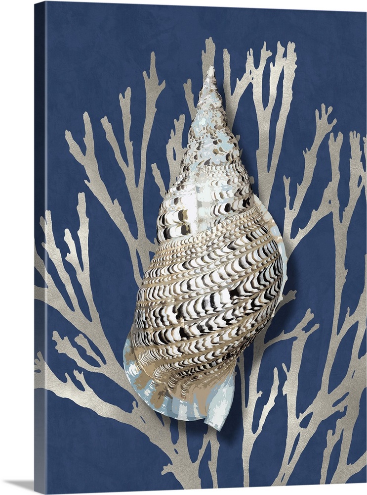 Shell Coral Silver on Blue I
