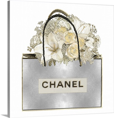 Silver Bag with Floral Bouquet