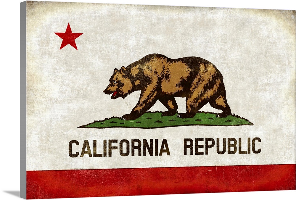 The California state flag with an antique look.