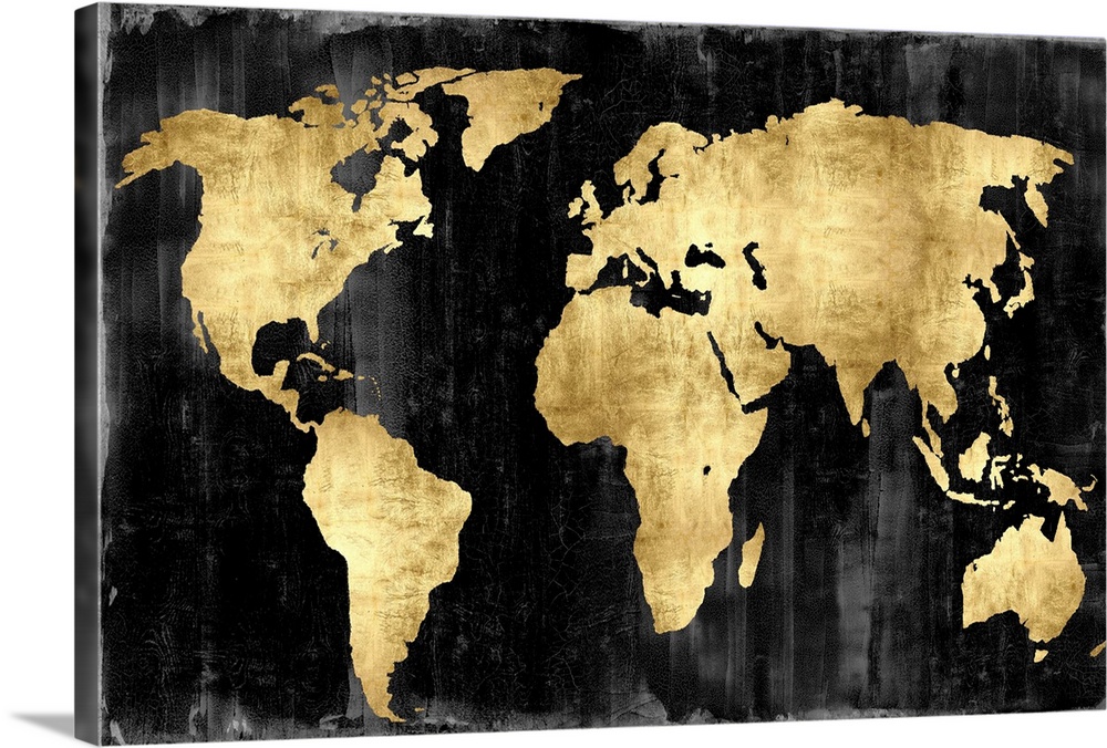 World map in black and gold.