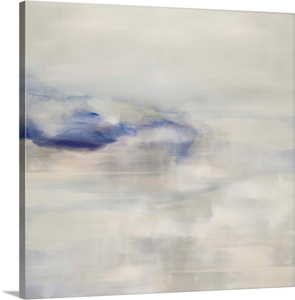 Abstract artwork of pools of blue colors permeating over a distressed gray background.
