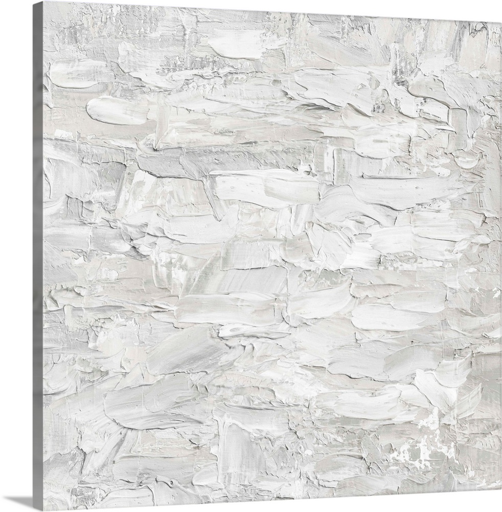 Originally painted with thick white textured paint. The final item is digitally printed in shades of white and gray.