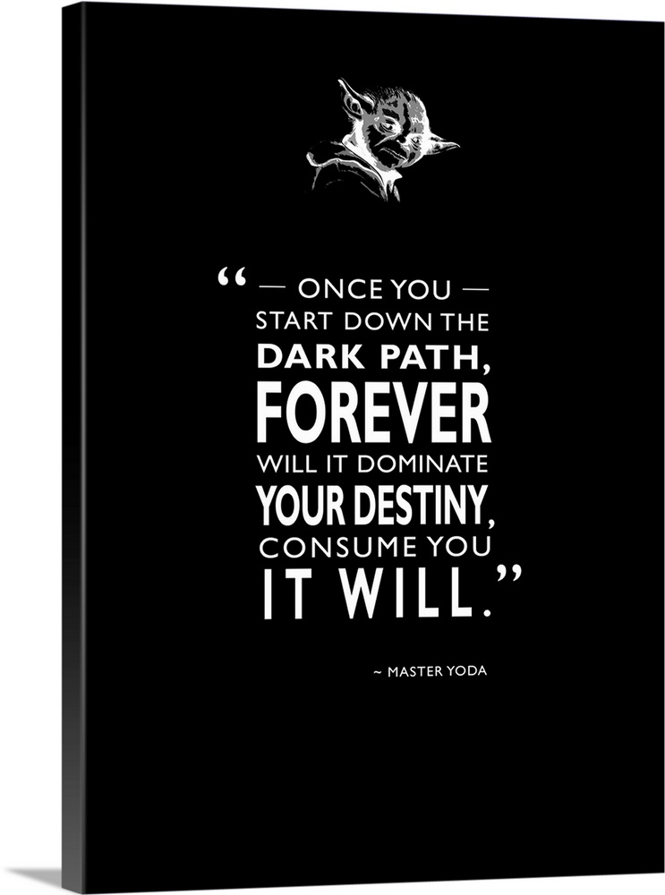 "Once you start down the dark path, forever will it dominate your destiny, consume you it will." -Master Yoda
