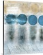 image thumbnail of A vertical abstract painting in blue and brown tones with circles and textured strokes.