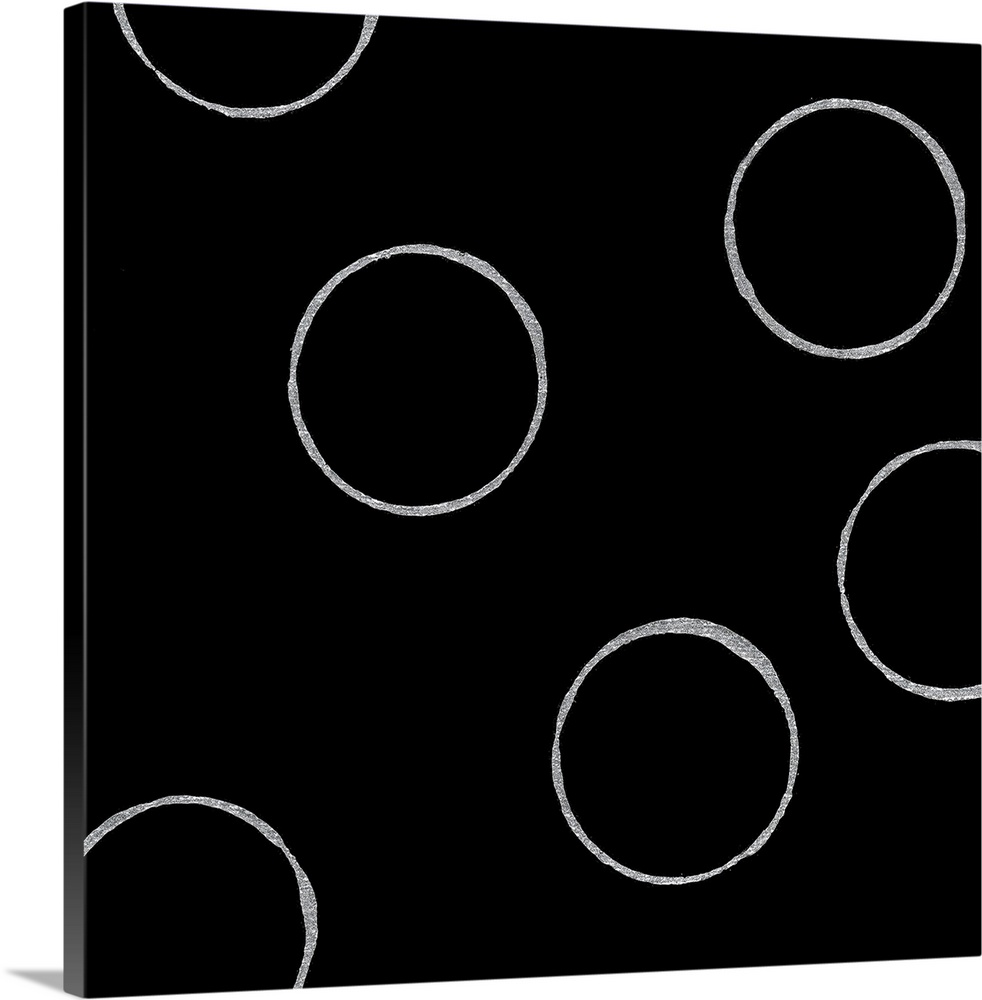 A square abstract of textured white circles against a black backdrop.