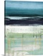 image thumbnail of A modern abstract landscape of a beach scene in bold brush strokes of  gray green and blue.