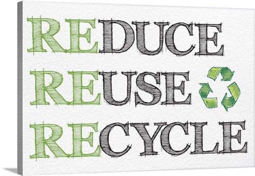 Reduce Reuse Recycle - Black and Green | Great Big Canvas