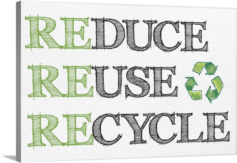 Reduce Reuse Recycle - Black and Green | Great Big Canvas