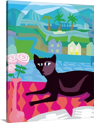 Cat Scene Solid-Faced Canvas Print