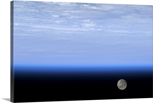 Earth and the Moon Solid-Faced Canvas Print