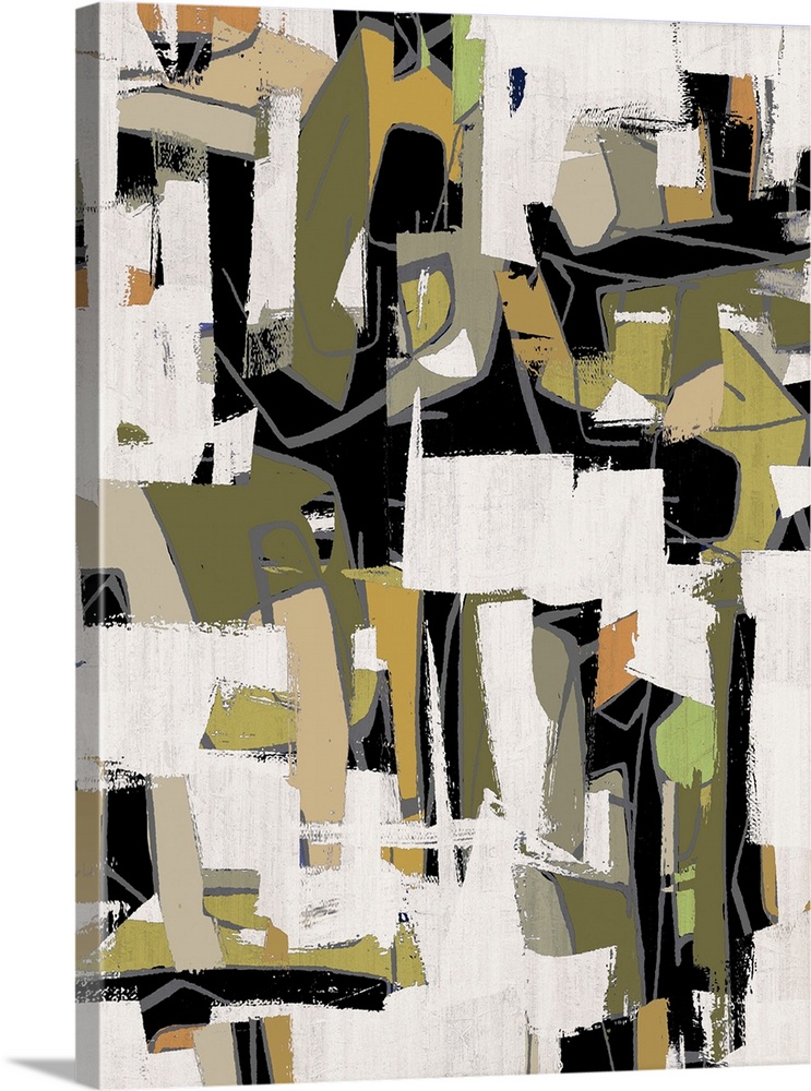 Brush And Shapes Abstract Greens