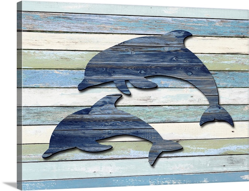 Wood Sea Animals Dolphins II Great Big Canvas