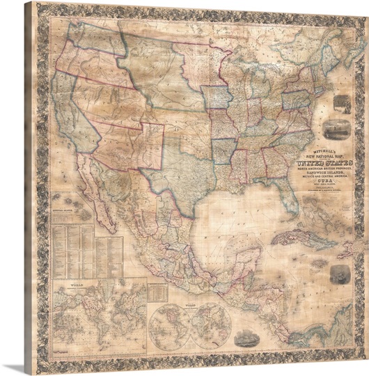 1856 Wall Map Of The United States Photo Canvas Print | Great Big Canvas