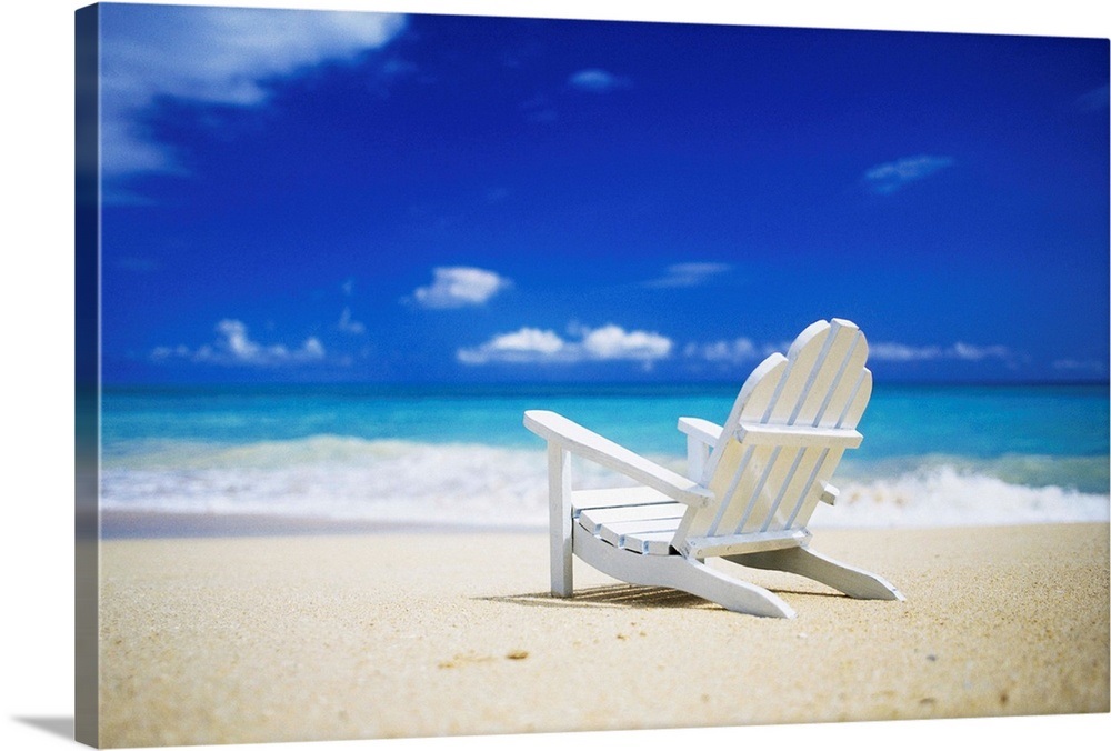 Adirondack Chair Sitting On A Beach In Honolulu Hawaii Wall Art Canvas Prints Framed Prints