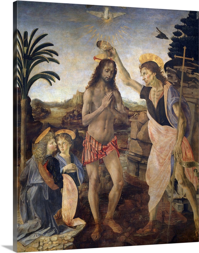 Baptism Of Christ By Leonardo Da Vinci And Andrea Del Verrocchio Wall ...