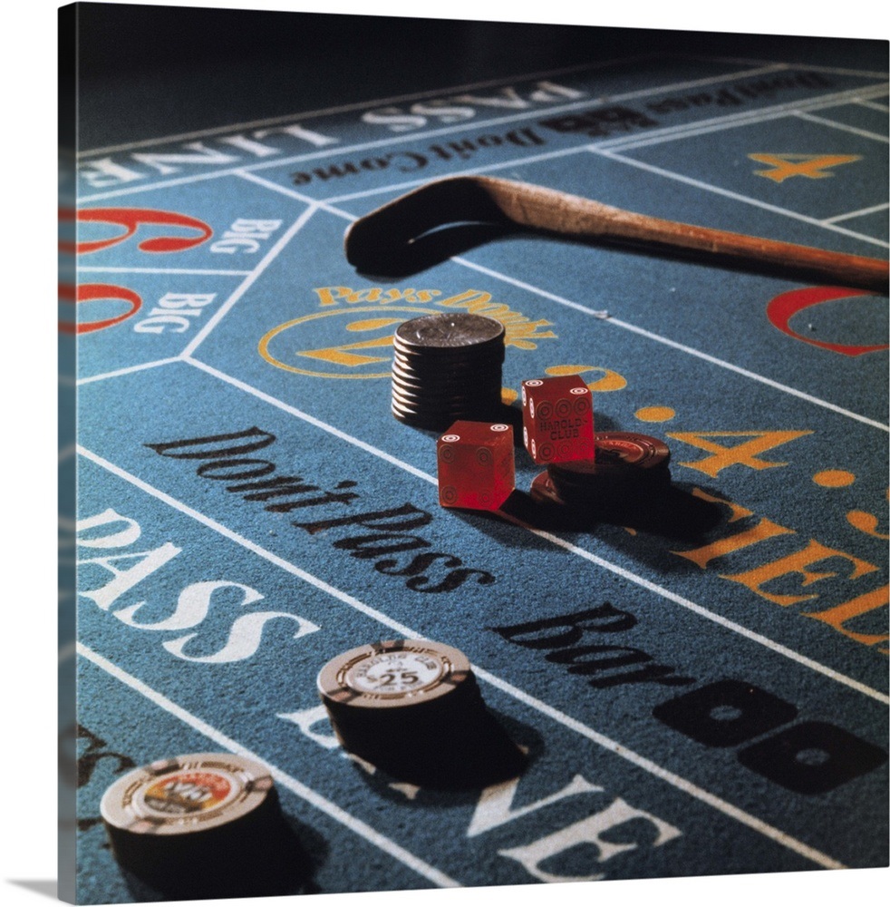 Dice and Chips on Craps Table Wall Art, Canvas Prints, Framed Prints