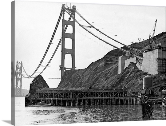 Golden Gate Bridge Under Construction Wall Art Canvas Prints Construction Wall Art Golden Gate Bridge Under