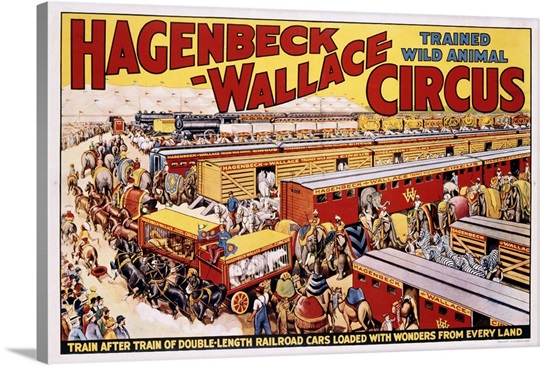 hagenbeck wallace trained wild animal circus poster wall art canvas