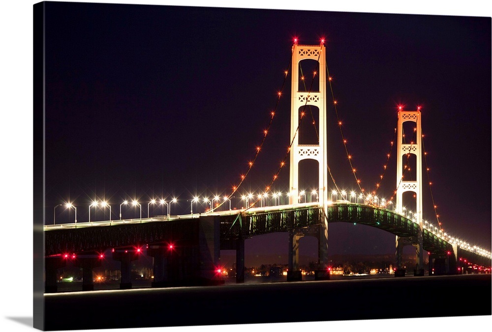 Mackinac Bridge At Night Wall Art, Canvas Prints, Framed Prints, Wall