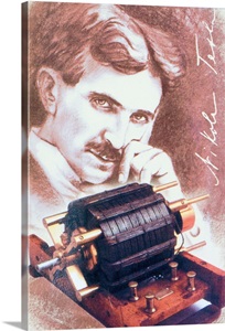 Nikola Tesla With Machine Wall Art, Canvas Prints, Framed Prints, Wall