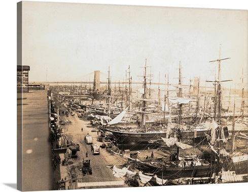 New York City Canvas Wall Art south street seaport in clipper ship era, new york city wall art New York City Canvas Wall Art south street seaport in clipper ship era, new york city wall art