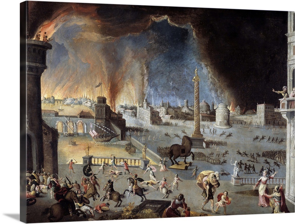 The Fall Of Trojan Scene Of The Trojan War By Jean Maublanc Wall Art