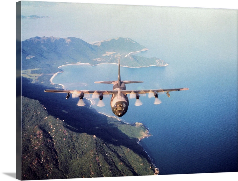 US Airforce C-130 Hercules Flying Along South Vietnamese Coast Wall Art ...