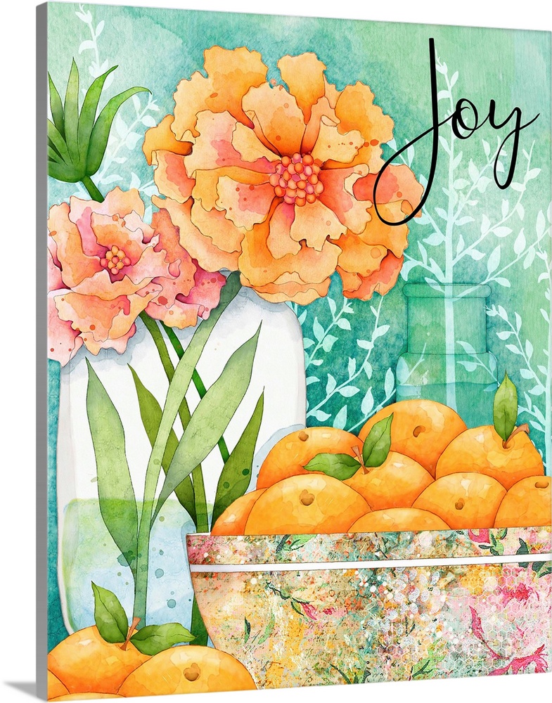 Mason Jar bursts with colorful flowers in this charming vignette.
