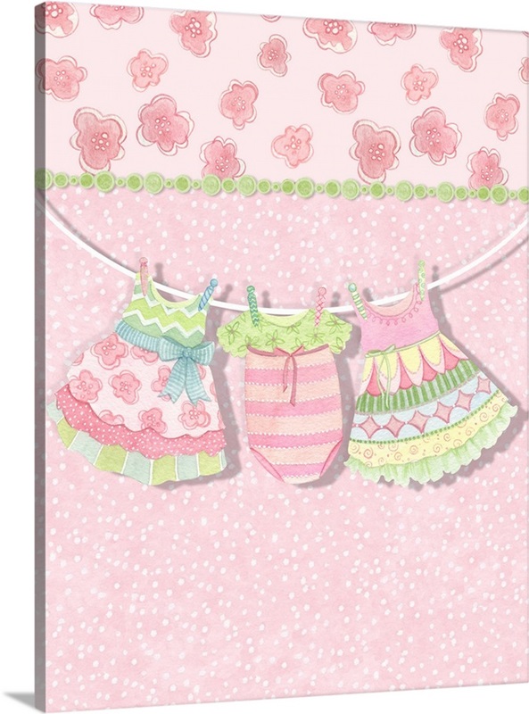 Baby Girl Clothes Line Wall Art, Canvas Prints, Framed Prints, Wall