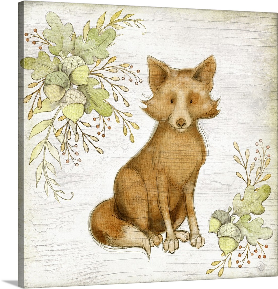Sweet woodland baby fox perfect for baby and child's room decor