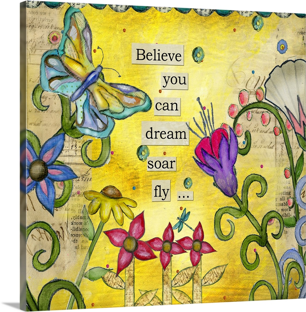 Inspirational sentiment with whimsical nature-themed motif