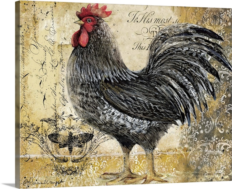 Black Rooster - Scroll | Great Big Canvas