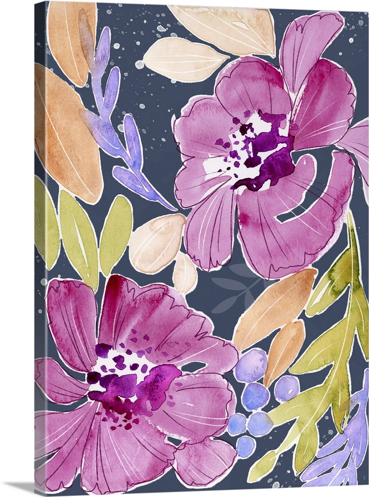 A lushly rendered floral spray adds a colorful pop to any decor!