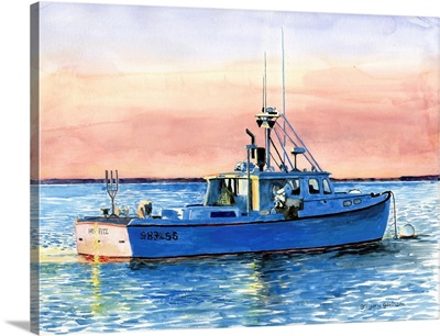 Blue Boat At Dawn