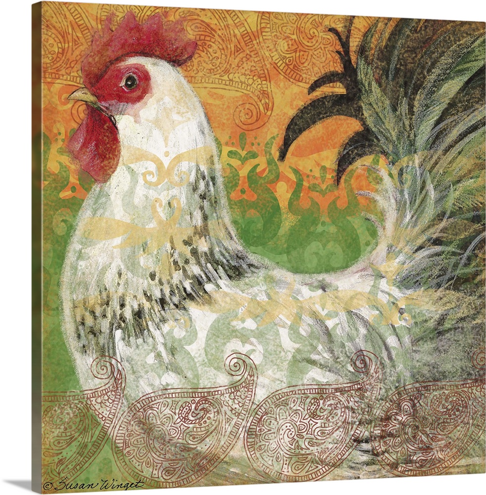Brilliantly colored rooster makes a bold statement in decor