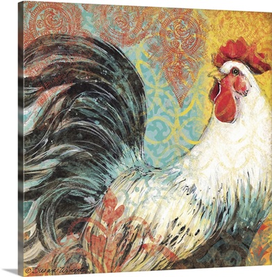Bohemian Rooster on Teal