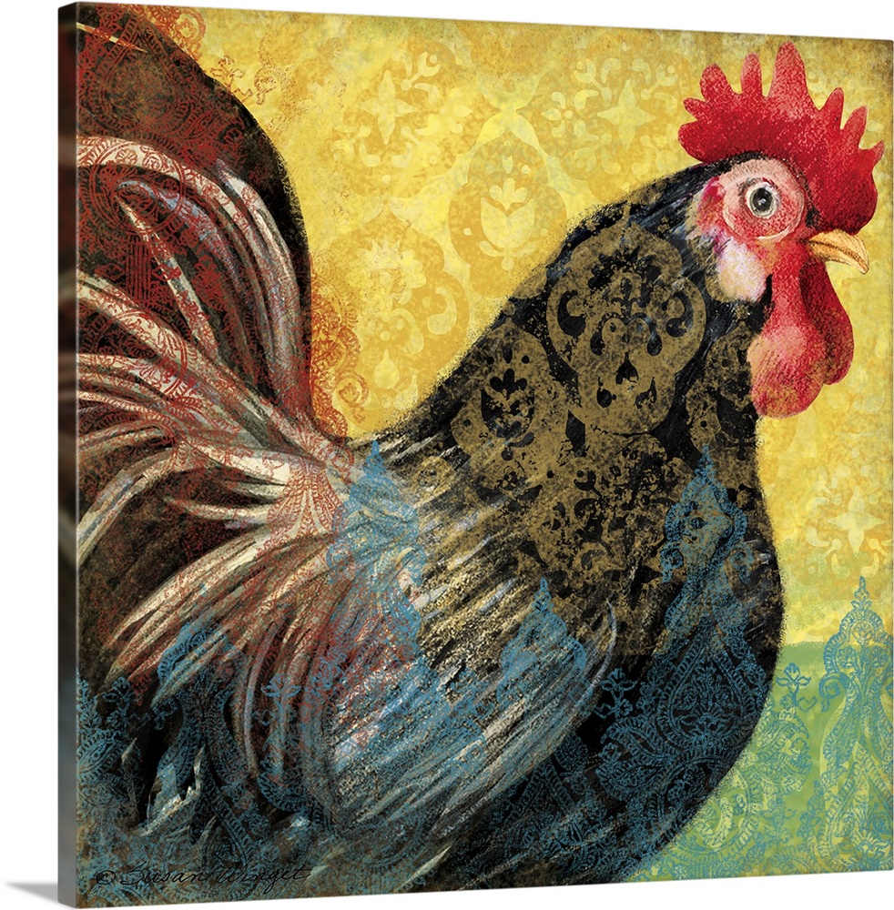 Brilliantly colored rooster makes a bold statement in decor