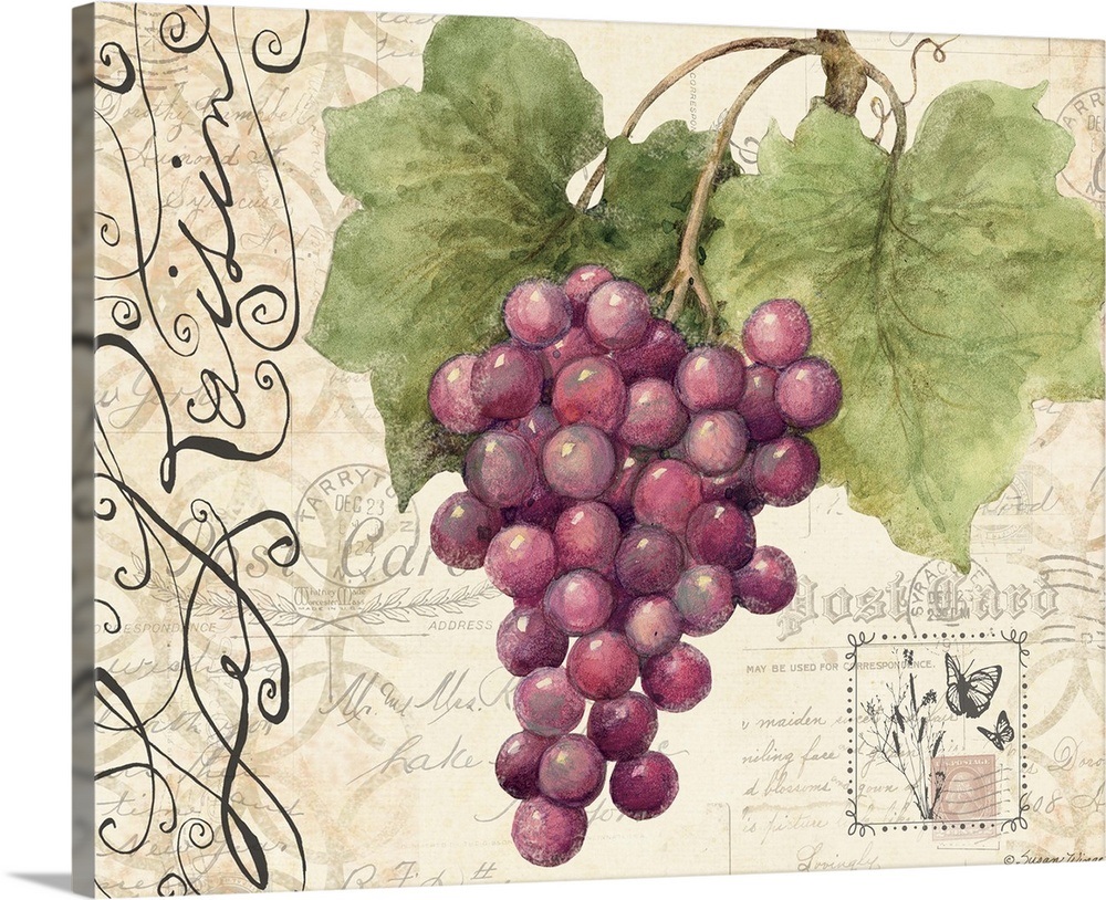 Botanical Grapes Wall Art, Canvas Prints, Framed Prints, Wall Peels