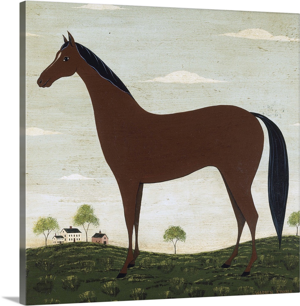 Americana horse scene by renowned folk artist Warren Kimble