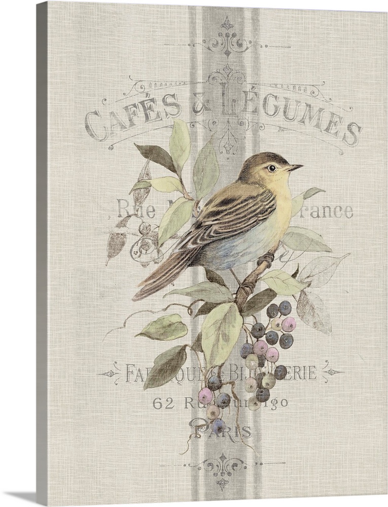 Elegant textile treatment of a botanical bird's classic decor