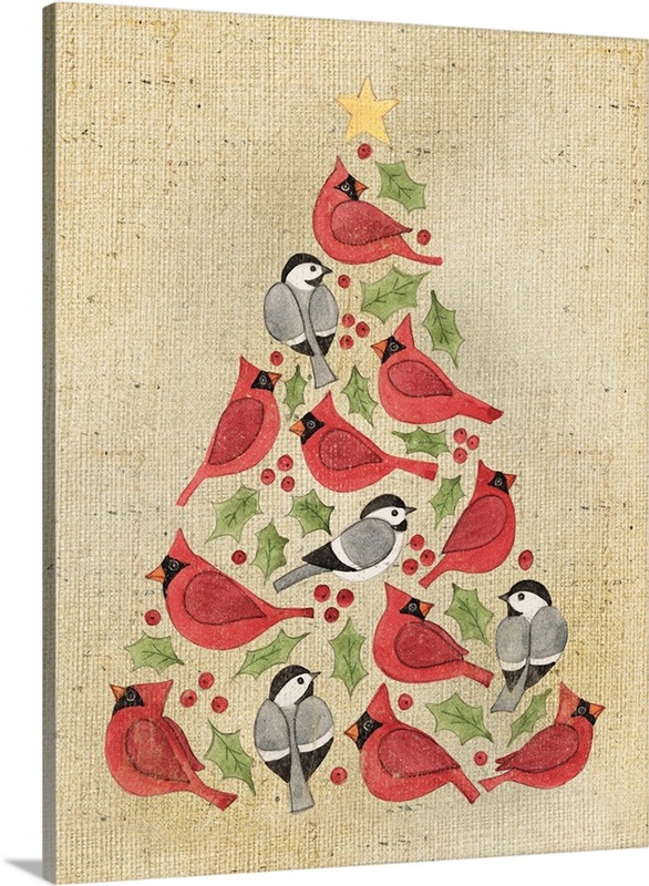 Christmas Tree Cardinals Great Big Canvas
