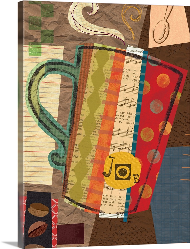 Colorful coffee collage image great for kitchen accent