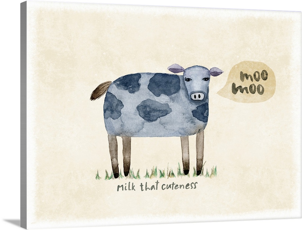 Whimsy abounds in this sweet depiction for a cow.