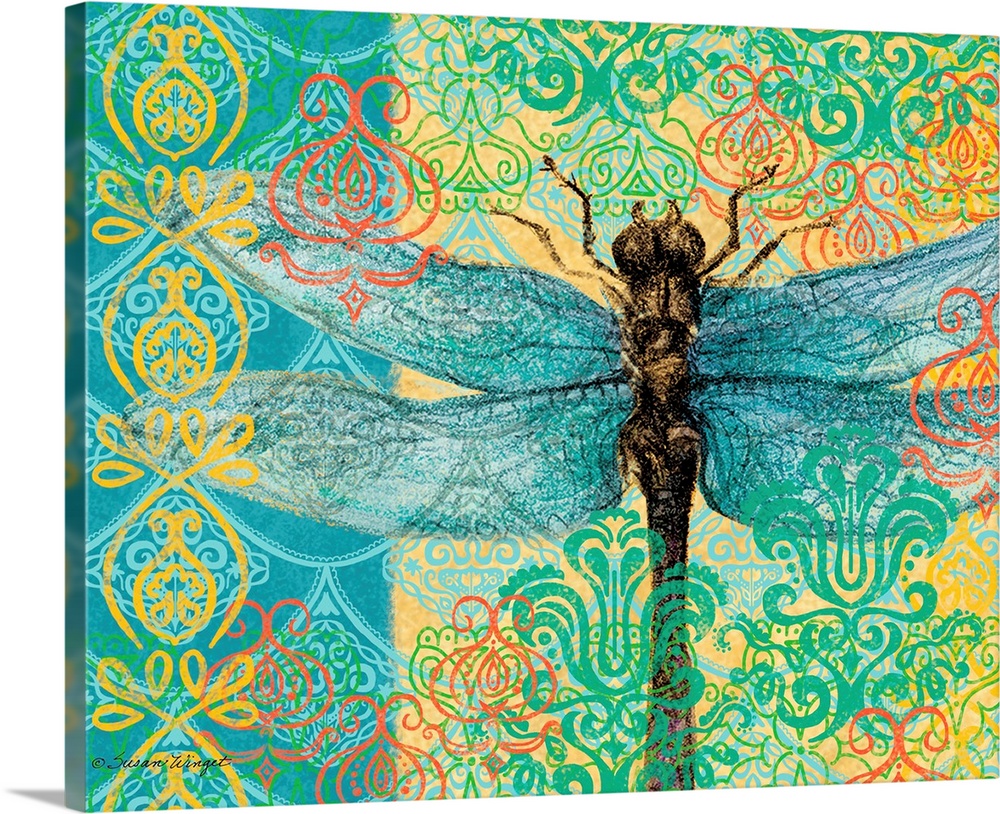 Big and bold dragonfly makes a colorful statement that celebrates nature!