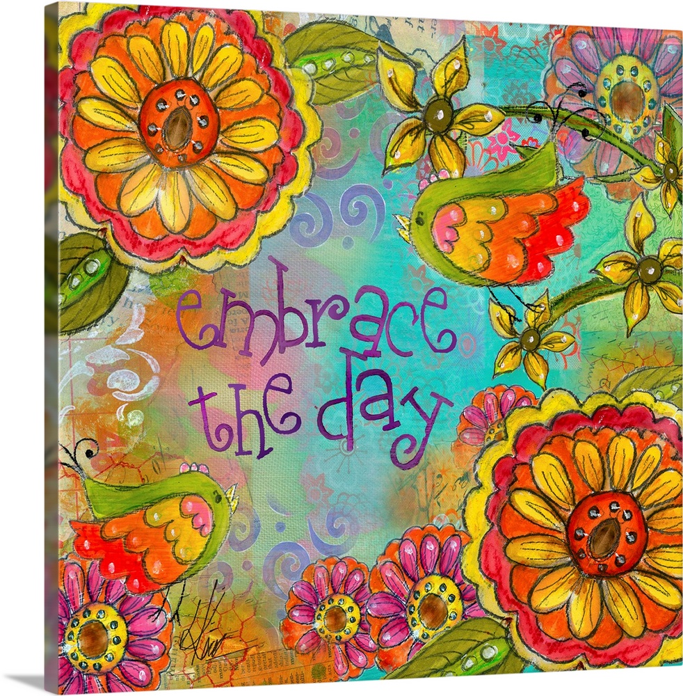 A brightly colored nature collage will enliven your decor.