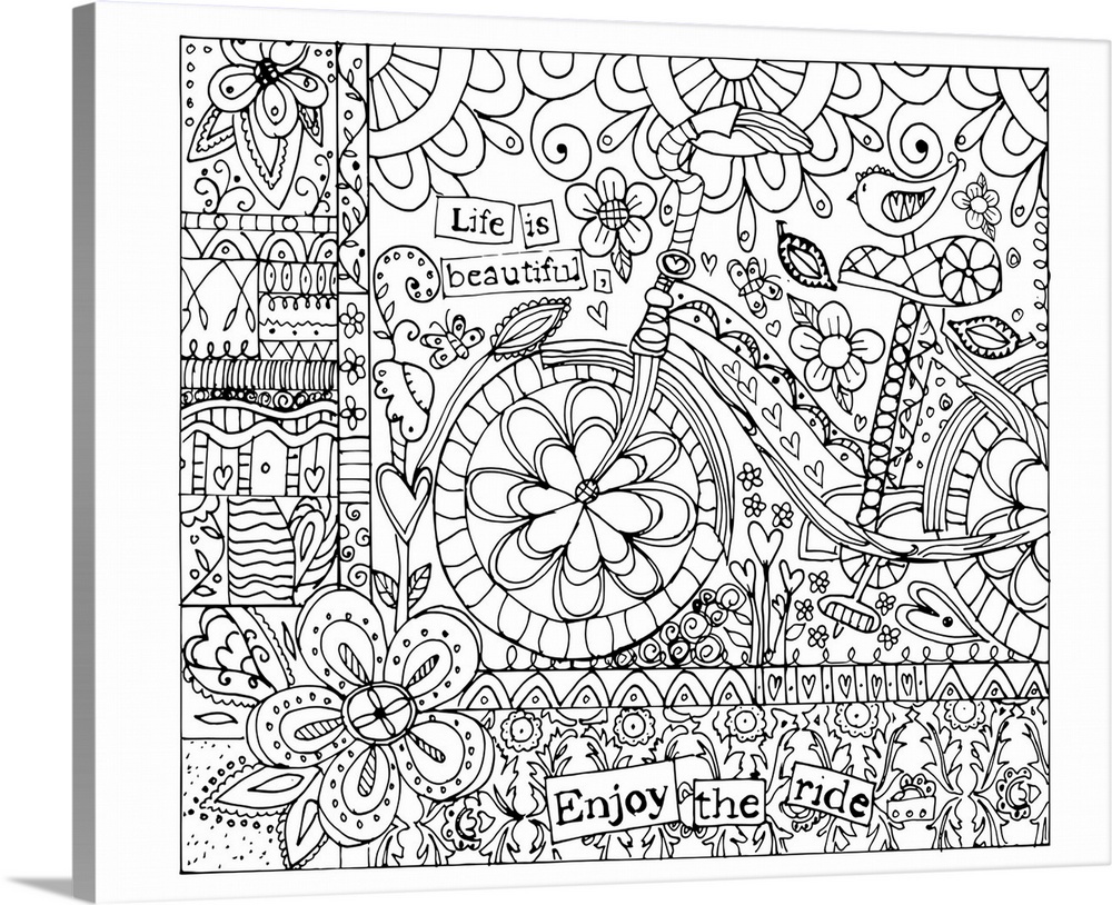 Enjoy the creative ride and color up this whimsical bike art!